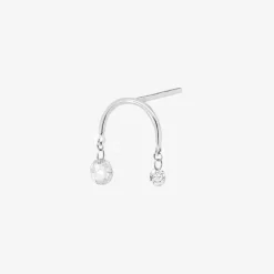 Aria - 18Ct Gold, Arched Rose & Brilliant Diamond Earring (Single)^The Alkemistry New