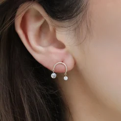 Aria - 18Ct Gold, Arched Rose & Brilliant Diamond Earring (Single)^The Alkemistry New