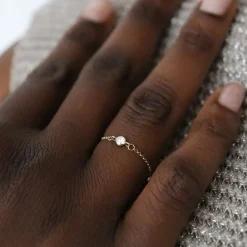 Aria - 18Ct Gold, 0.08Ct Diamond Adjustable Chain Ring^The Alkemistry Hot