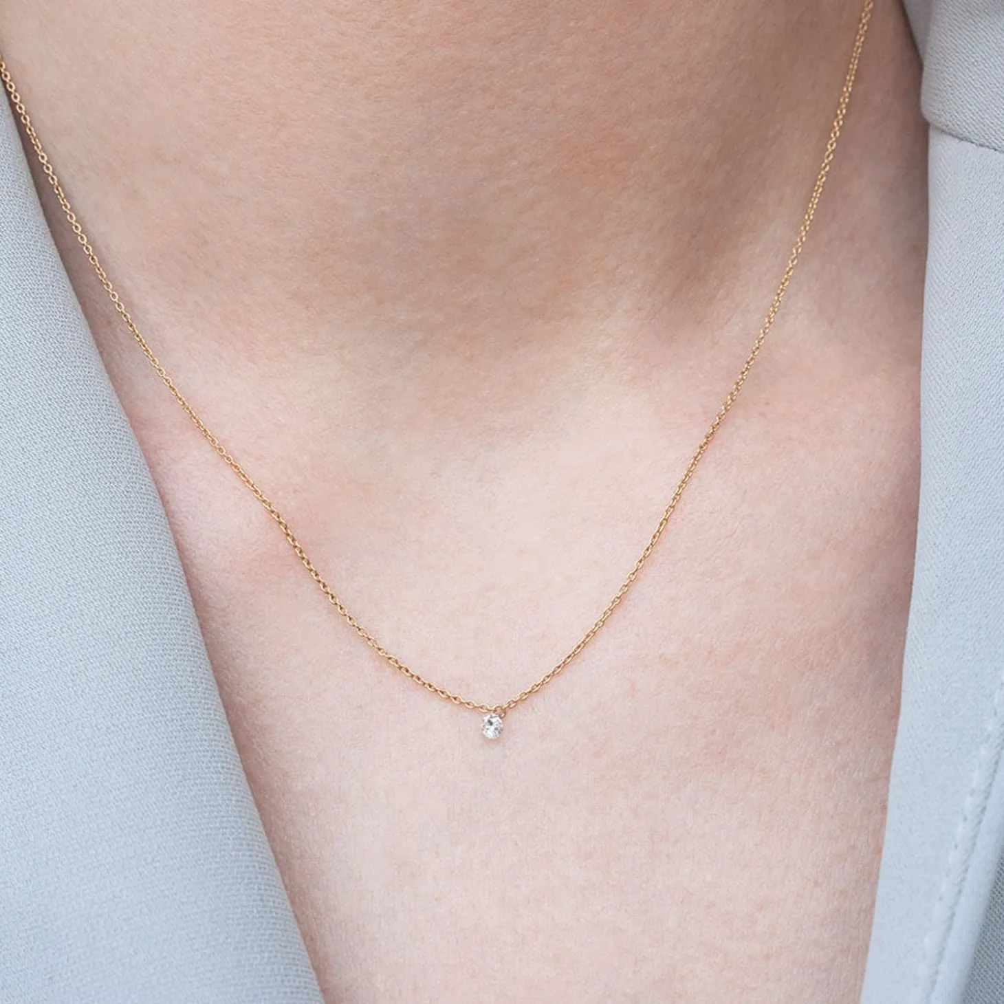 Aria - 18Ct Gold, 0.08Ct Drilled Diamond Necklace^The Alkemistry Fashion