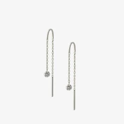 Aria - 18Ct Gold, 0.08Ct Drilled Diamond Threader Earrings (Pair)^The Alkemistry Online