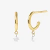 Aria - 18Ct Gold, 0.08Ct Drilled Diamond Hoop Earrings (Pair)^The Alkemistry New