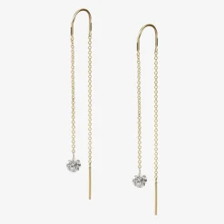 Aria - 18Ct Gold, 0.23Ct Drilled Diamond Threader Earrings (Pair)^The Alkemistry Flash Sale