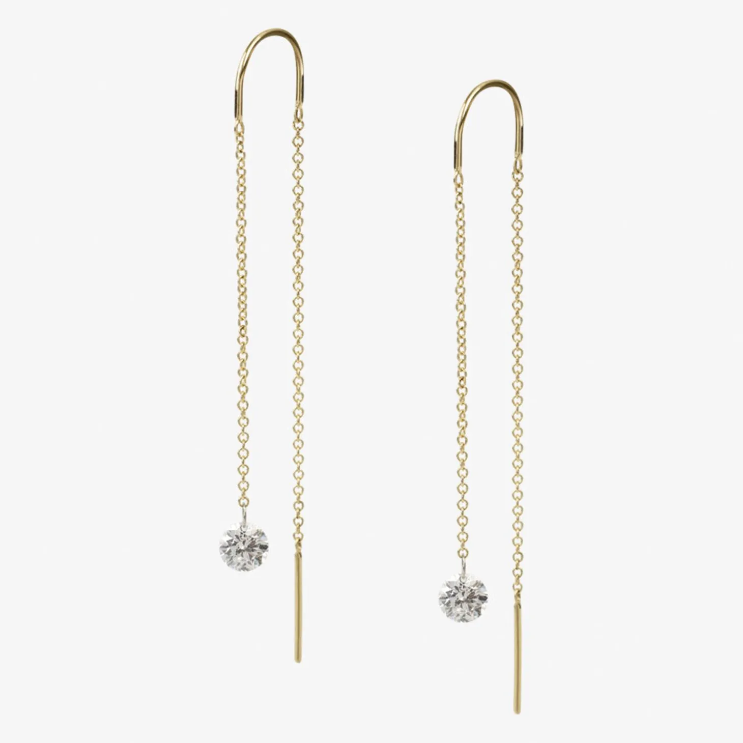 Aria - 18Ct Gold, 0.23Ct Drilled Diamond Threader Earrings (Pair)^The Alkemistry Flash Sale