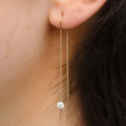 Aria - 18Ct Gold, 0.23Ct Drilled Diamond Threader Earrings (Pair)^The Alkemistry Flash Sale