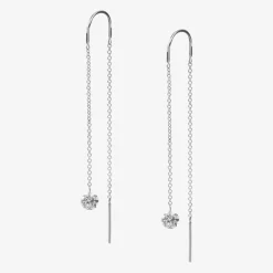 Aria - 18Ct Gold, 0.23Ct Drilled Diamond Threader Earrings (Pair)^The Alkemistry Shop