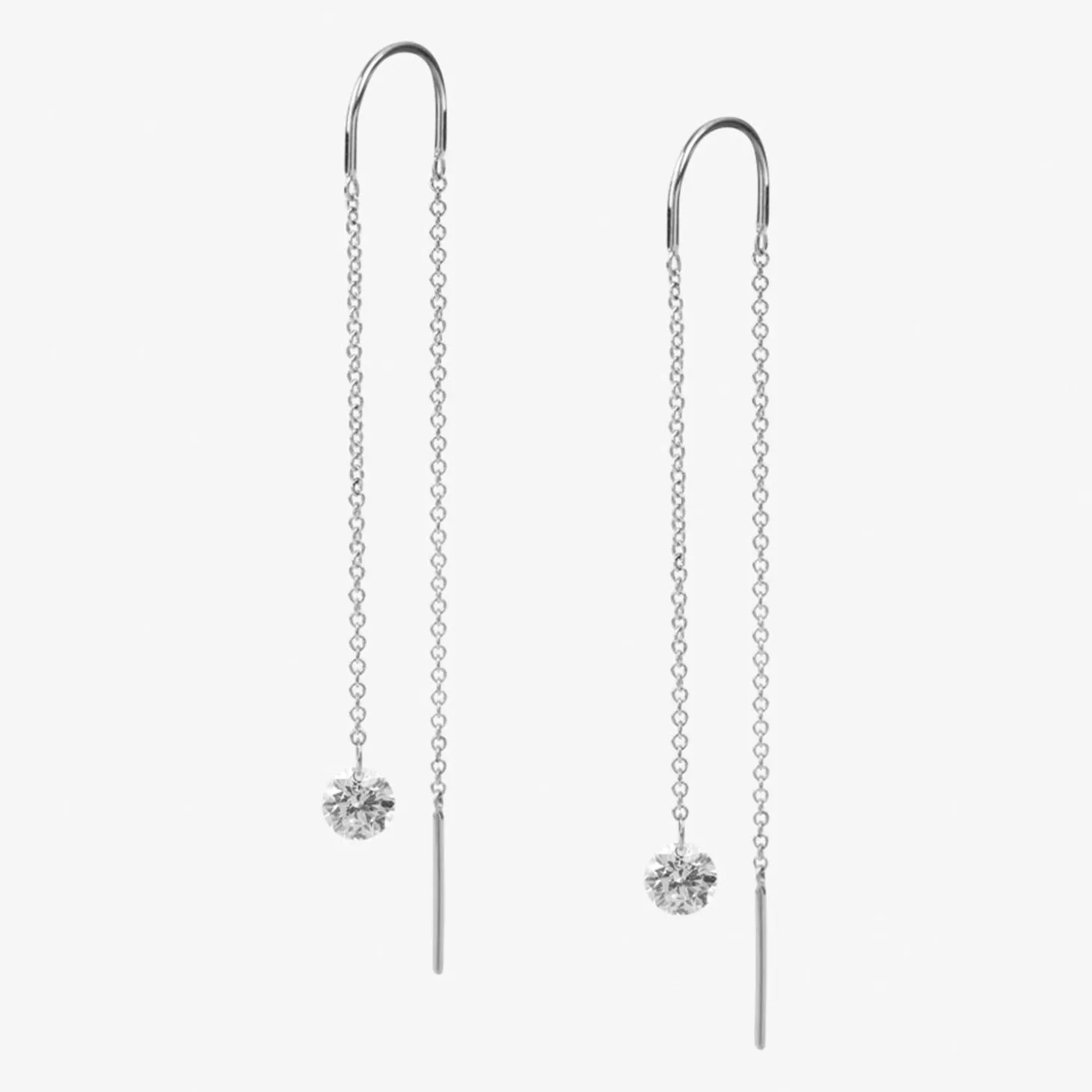Aria - 18Ct Gold, 0.23Ct Drilled Diamond Threader Earrings (Pair)^The Alkemistry Shop