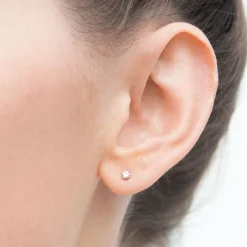 Aria - 18Ct Gold, Invisible Setting 0.08Ct Drilled Diamond Earrings (Pair)^The Alkemistry Shop
