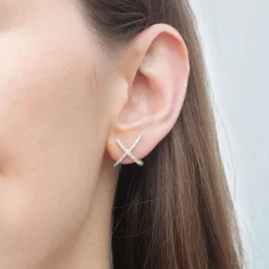 Aria - 18Ct Gold, Pave Diamond Crossover Earrings (Pair)^The Alkemistry Fashion