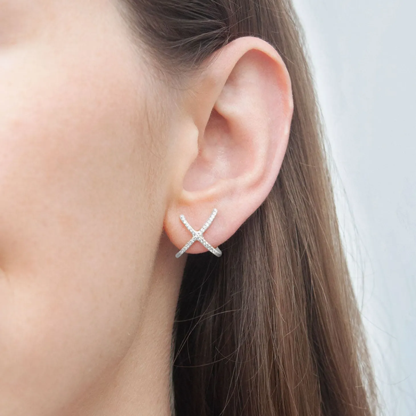 Aria - 18Ct Gold, Pave Diamond Crossover Earrings (Pair)^The Alkemistry Fashion