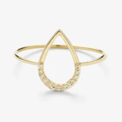Aria - 18Ct Gold, Pave Diamond Pear Ring^The Alkemistry Discount