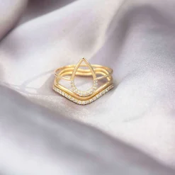 Aria - 18Ct Gold, Pave Diamond Pear Ring^The Alkemistry Discount