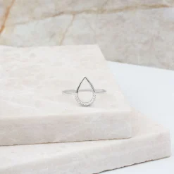 Aria - 18Ct Gold, Pave Diamond Pear Ring^The Alkemistry Cheap
