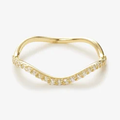 Aria - 18Ct Gold, Pave Diamond Wave Pinky Ring^The Alkemistry Online