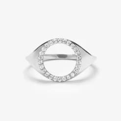 Aria - 18Ct Gold, Pave Diamond Circle Signet Ring^The Alkemistry Best