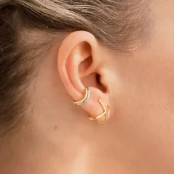 Aria - 18Ct Gold, Plain Crossover Earrings (Pair)^The Alkemistry Outlet