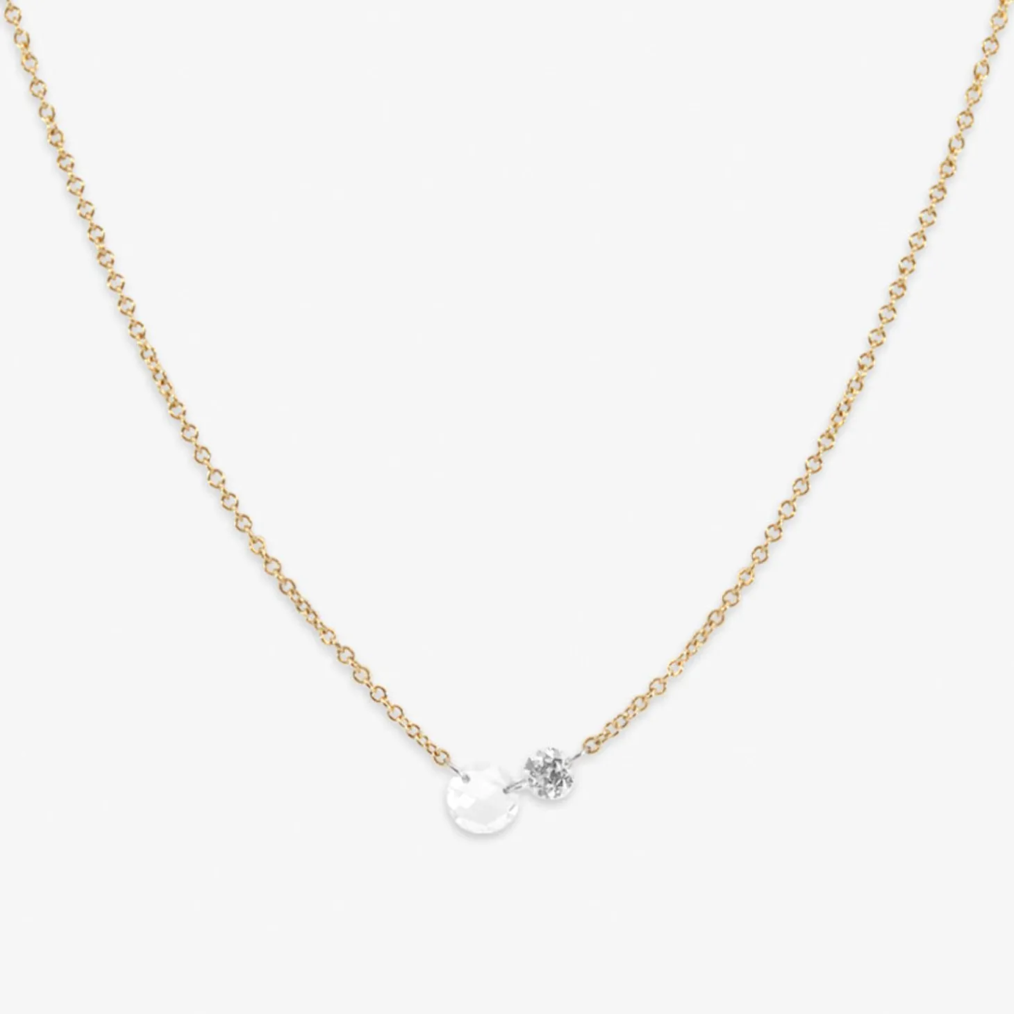 Aria - 18Ct Gold, Rose & Brilliant Cut Double Diamond Necklace^The Alkemistry Hot