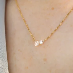 Aria - 18Ct Gold, Rose & Brilliant Cut Double Diamond Necklace^The Alkemistry Hot