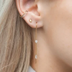 Aria - 18Ct Gold, Rose & Brilliant Cut Diamond Threader Earrings (Pair)^The Alkemistry Store