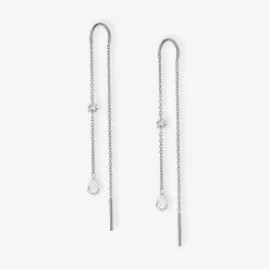 Aria - 18Ct Gold, Rose & Brilliant Cut Diamond Threader Earrings (Pair)^The Alkemistry Shop