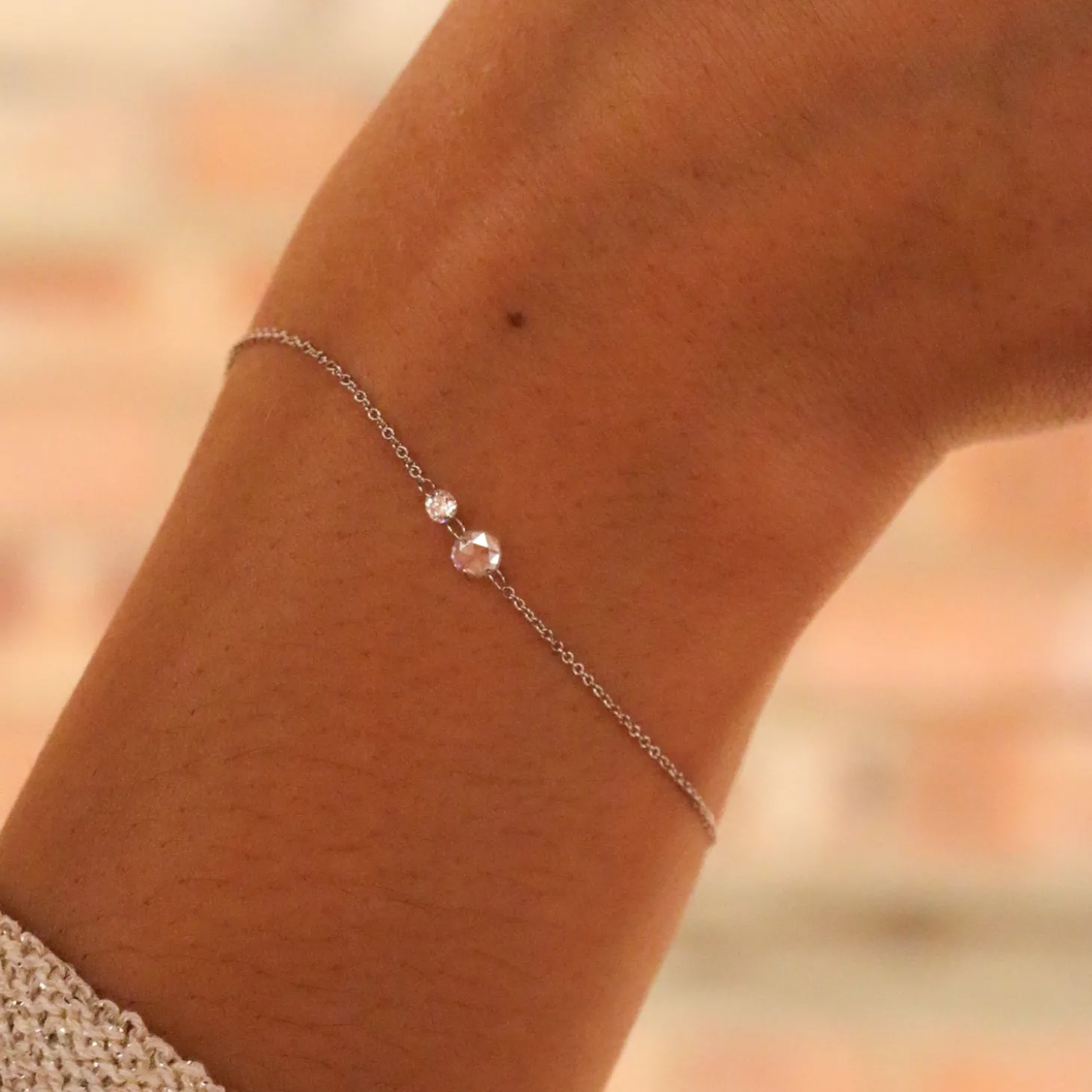 Aria - 18Ct Gold, Rose & Brillant Cut Double Diamond Bracelet^The Alkemistry Shop