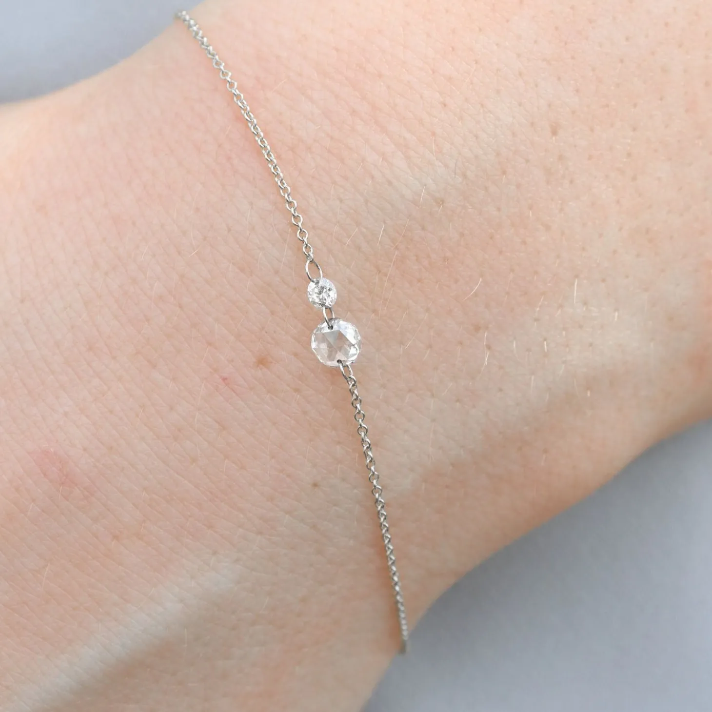 Aria - 18Ct Gold, Rose & Brillant Cut Double Diamond Bracelet^The Alkemistry Shop