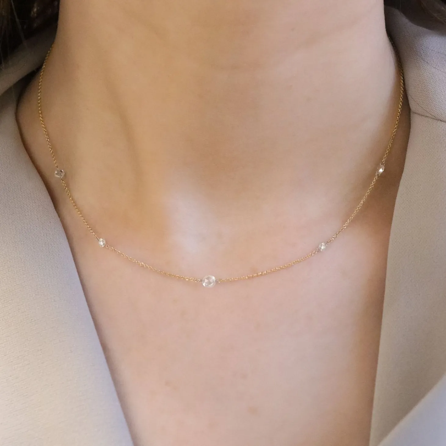 Aria - 18Ct Gold, Rose And Brilliant Cut Diamond Choker^The Alkemistry Outlet
