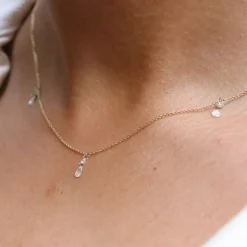 Aria - 18Ct Gold, Rose Cut & Brilliant Cut Diamond Triple Drop Necklace^The Alkemistry Flash Sale
