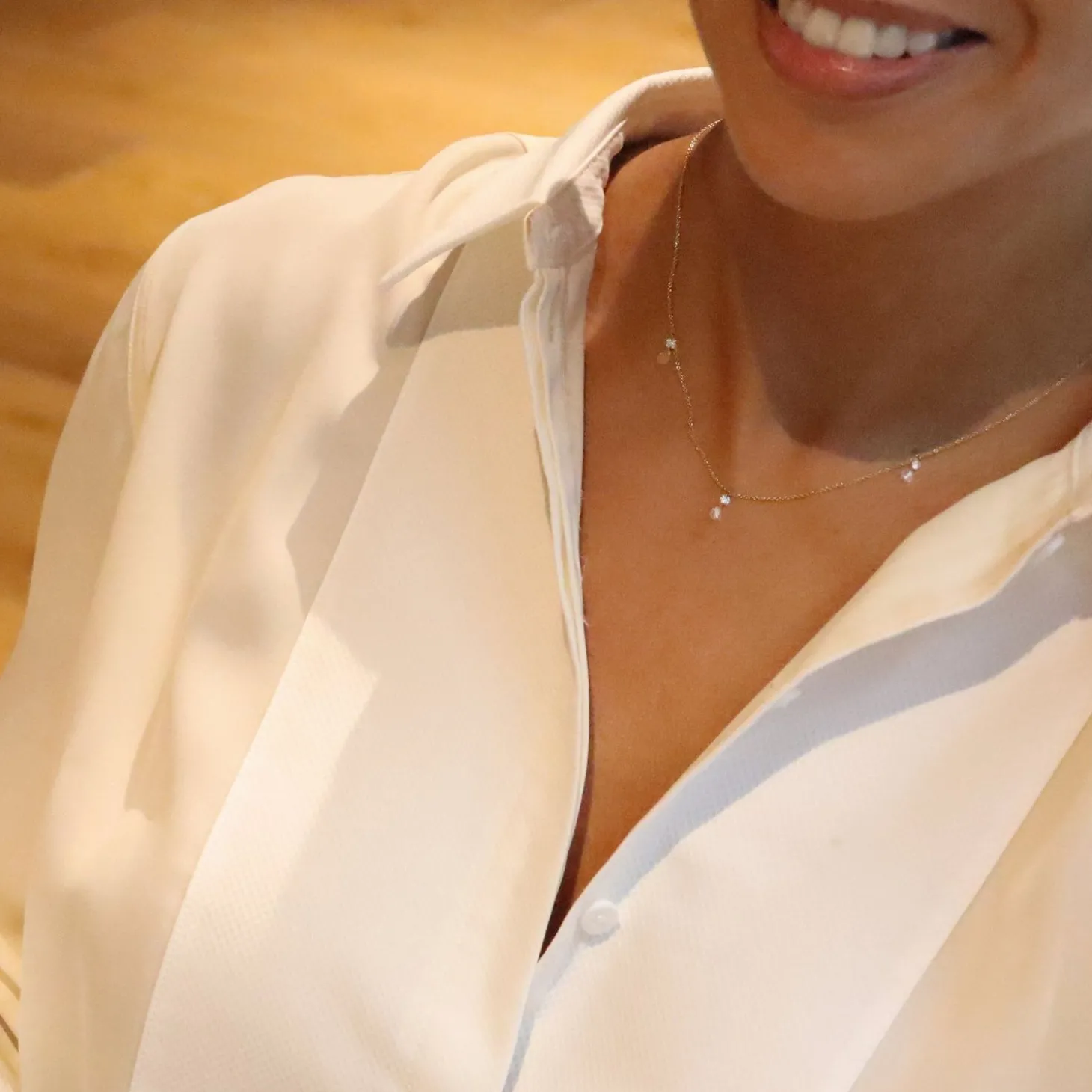 Aria - 18Ct Gold, Rose Cut & Brilliant Cut Diamond Triple Drop Necklace^The Alkemistry Flash Sale