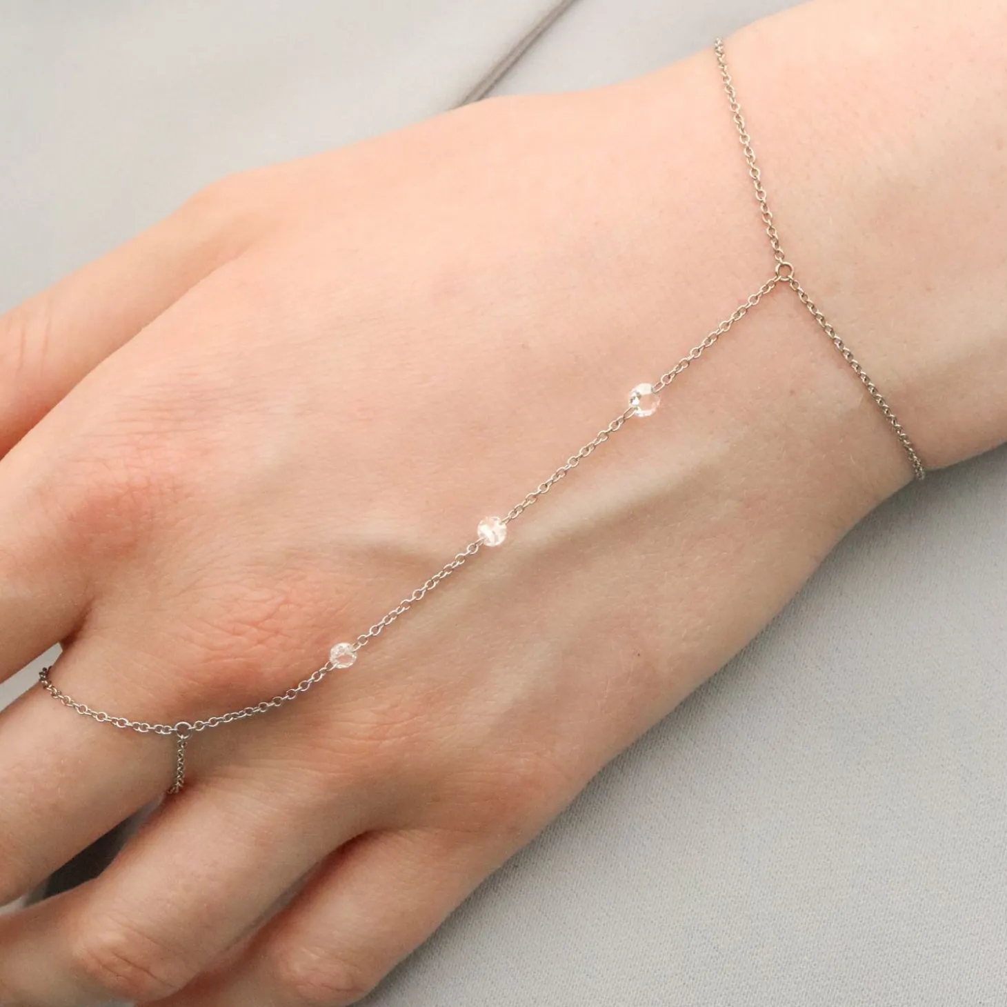 Aria - 18Ct Gold, Triple Rose Cut Diamond Hand Bracelet^The Alkemistry Discount