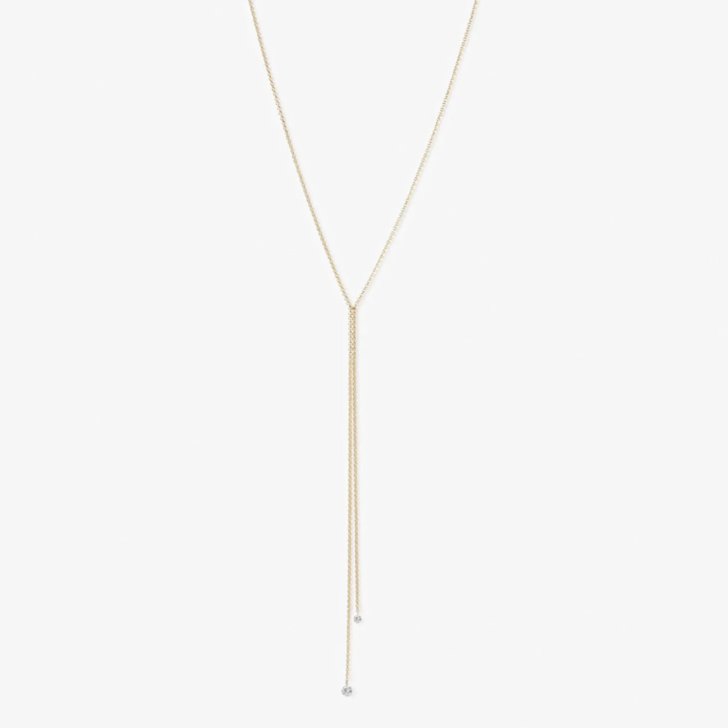 Aria - 18Ct Gold, Two Drilled Diamond Lariat Necklace^The Alkemistry Clearance