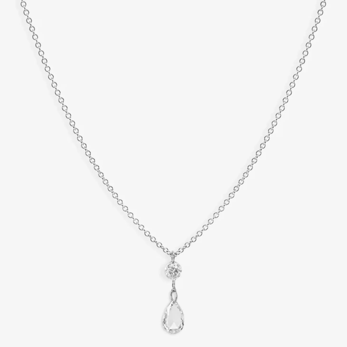 Aria- 18Ct Gold, Rose And Brilliant Cut Pear Drop Pendant Necklace^The Alkemistry Flash Sale