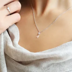 Aria- 18Ct Gold, Rose And Brilliant Cut Pear Drop Pendant Necklace^The Alkemistry Flash Sale