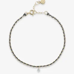 Auric - 18Ct Gold, Black & White Woven Chain Diamond Bracelet^The Alkemistry New