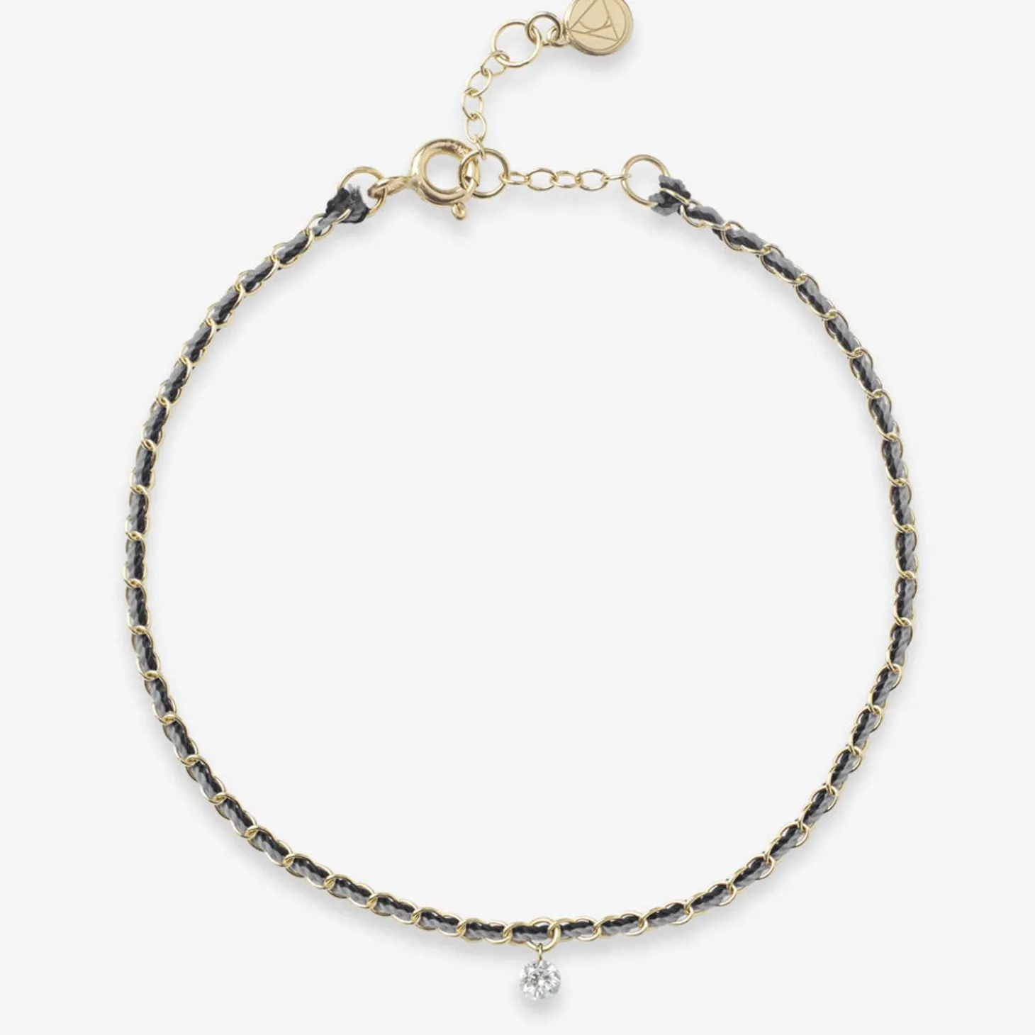 Auric - 18Ct Gold, Black & White Woven Chain Diamond Bracelet^The Alkemistry New