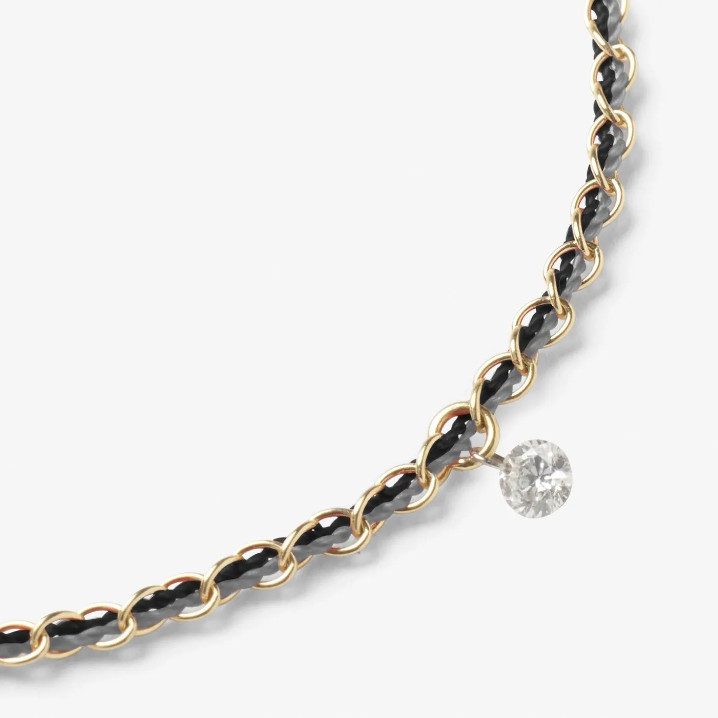 Auric - 18Ct Gold, Black & White Woven Chain Diamond Bracelet^The Alkemistry New