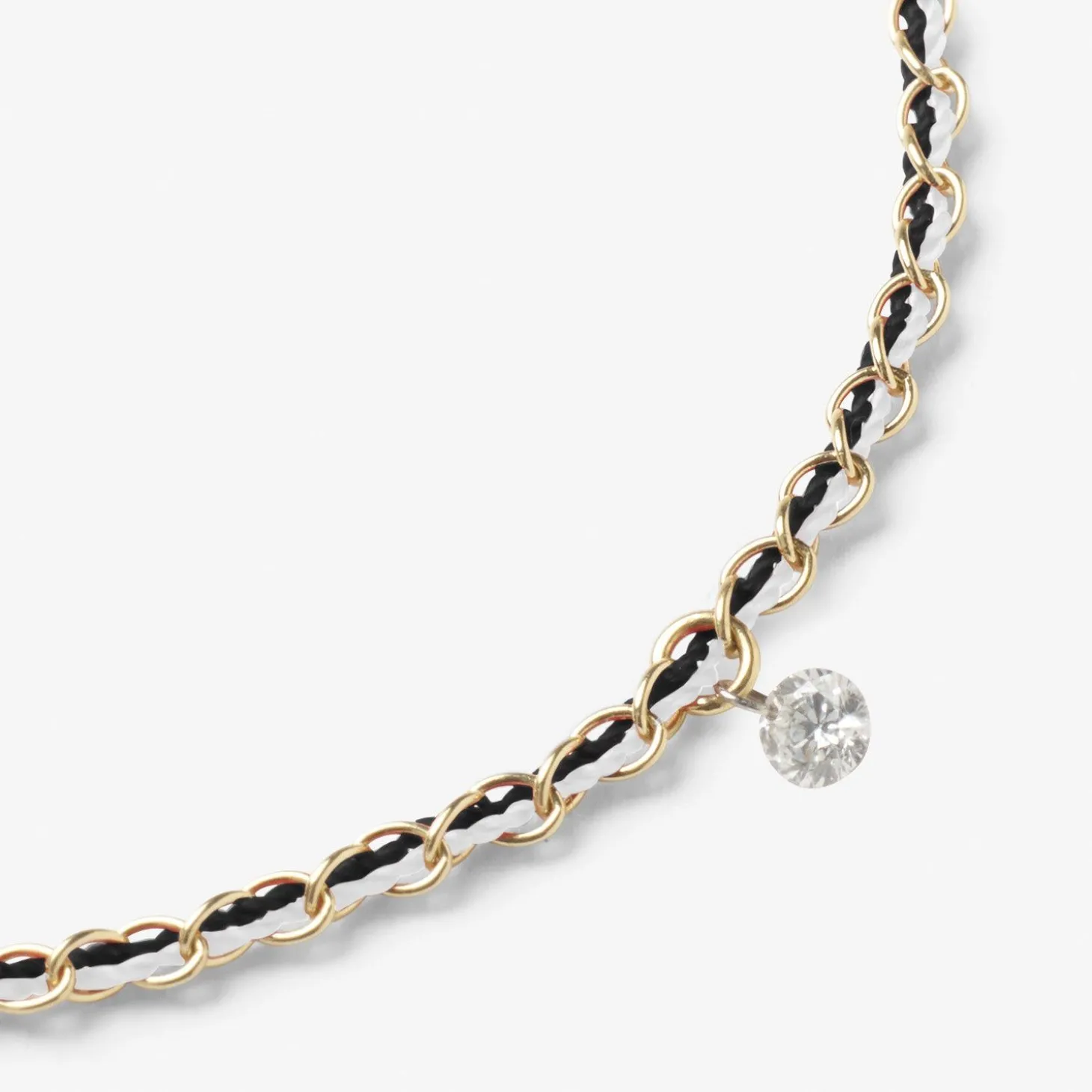 Auric - 18Ct Gold, Black & White Woven Chain Diamond Bracelet^The Alkemistry Best
