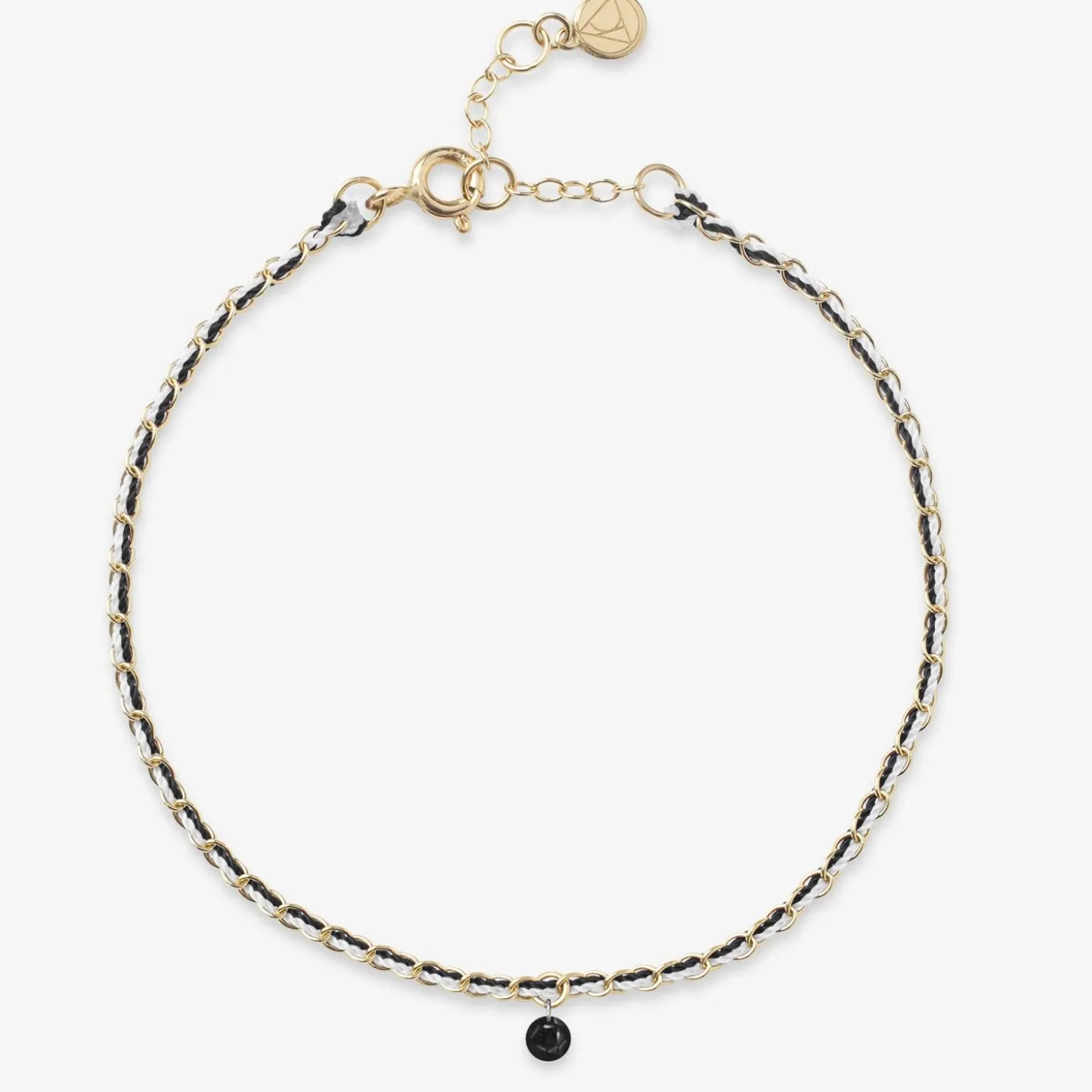 Auric - 18Ct Gold, Black & White Woven Chain Black Diamond Bracelet^The Alkemistry Best Sale