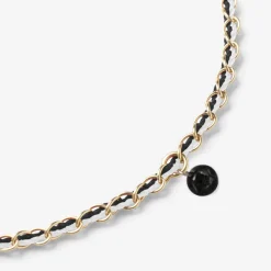 Auric - 18Ct Gold, Black & White Woven Chain Black Diamond Bracelet^The Alkemistry Best Sale
