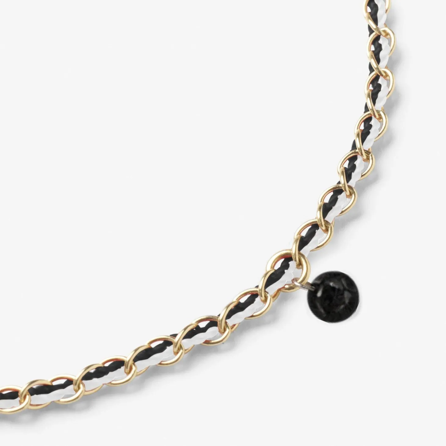 Auric - 18Ct Gold, Black & White Woven Chain Black Diamond Bracelet^The Alkemistry Best Sale