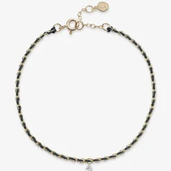 Auric - 18Ct Gold, Black Woven Chain Diamond Bracelet^The Alkemistry Best Sale