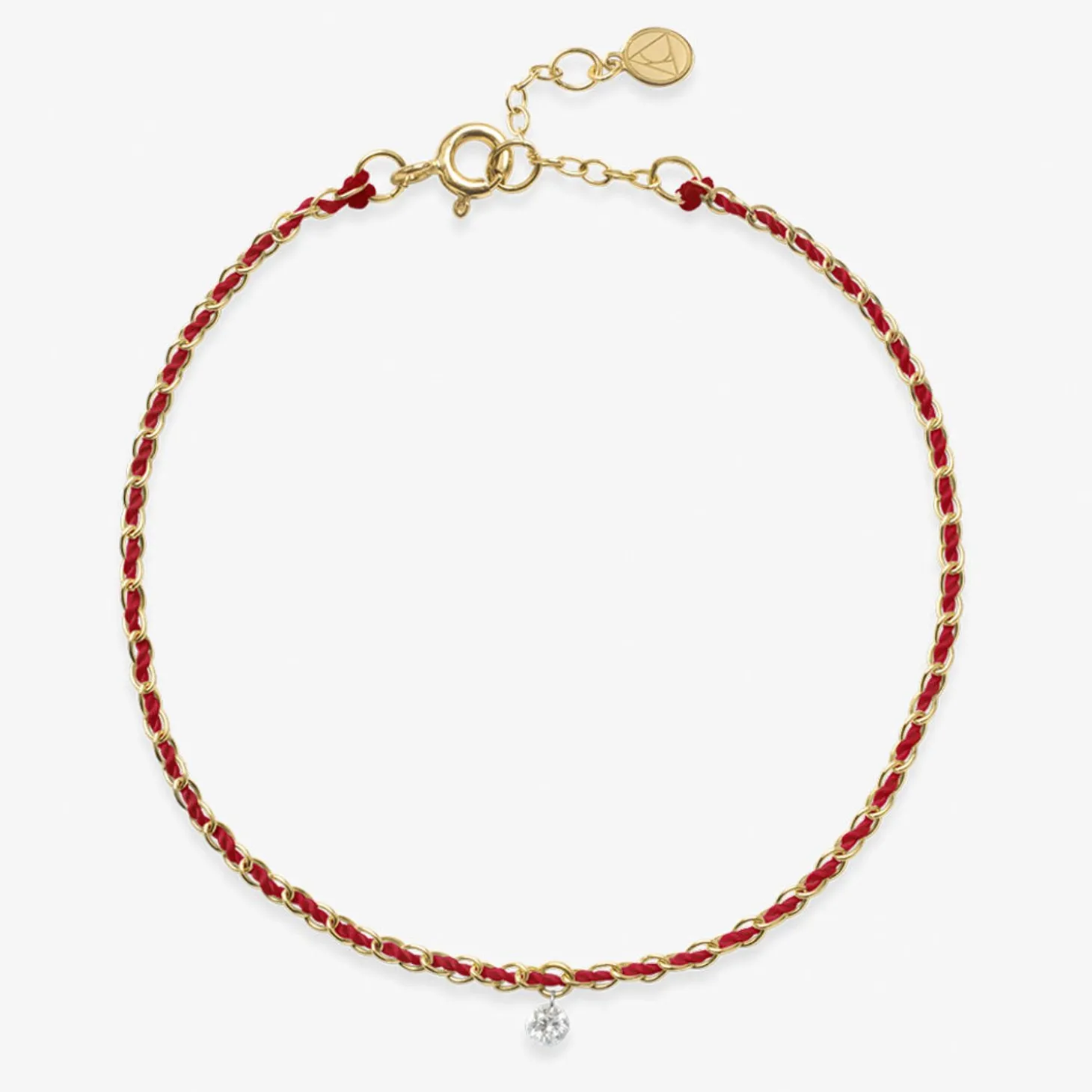 Auric - 18Ct Gold, 'Empowerment' Red Woven Chain Diamond Bracelet^The Alkemistry Best
