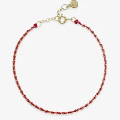 Auric - 18Ct Gold, 'Empowerment' Red Woven Chain Bracelet^The Alkemistry Online