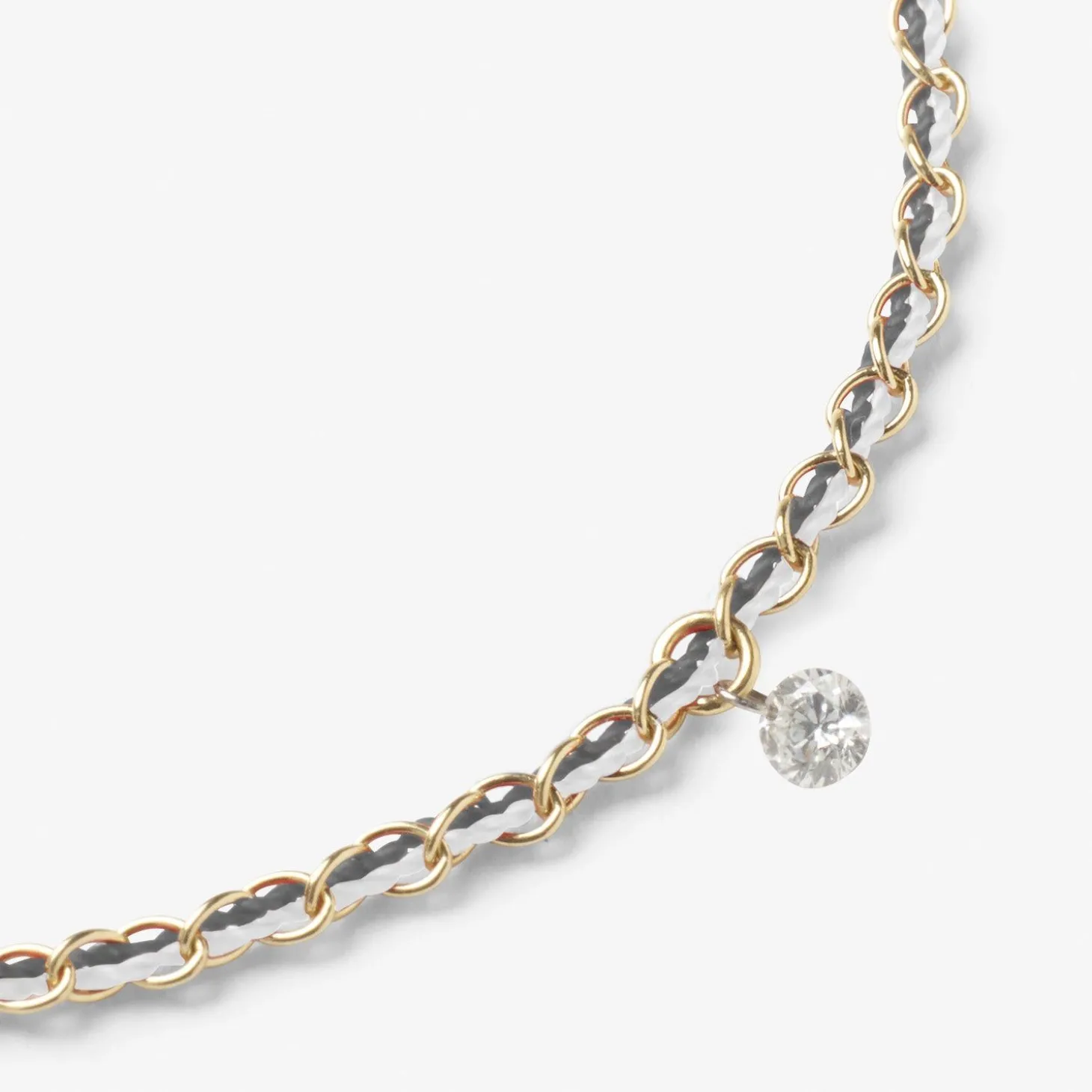 Auric - 18Ct Gold, Grey & White Woven Chain Diamond Bracelet^The Alkemistry Clearance