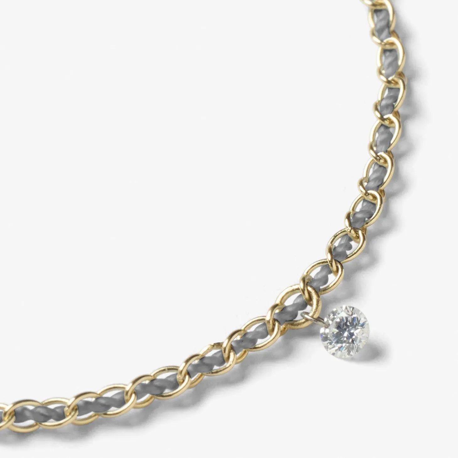 Auric - 18Ct Gold, Grey Woven Chain Diamond Bracelet^The Alkemistry Fashion