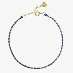 Auric - 18Ct Gold, 'Intuition' Navy Woven Chain Bracelet^The Alkemistry Online
