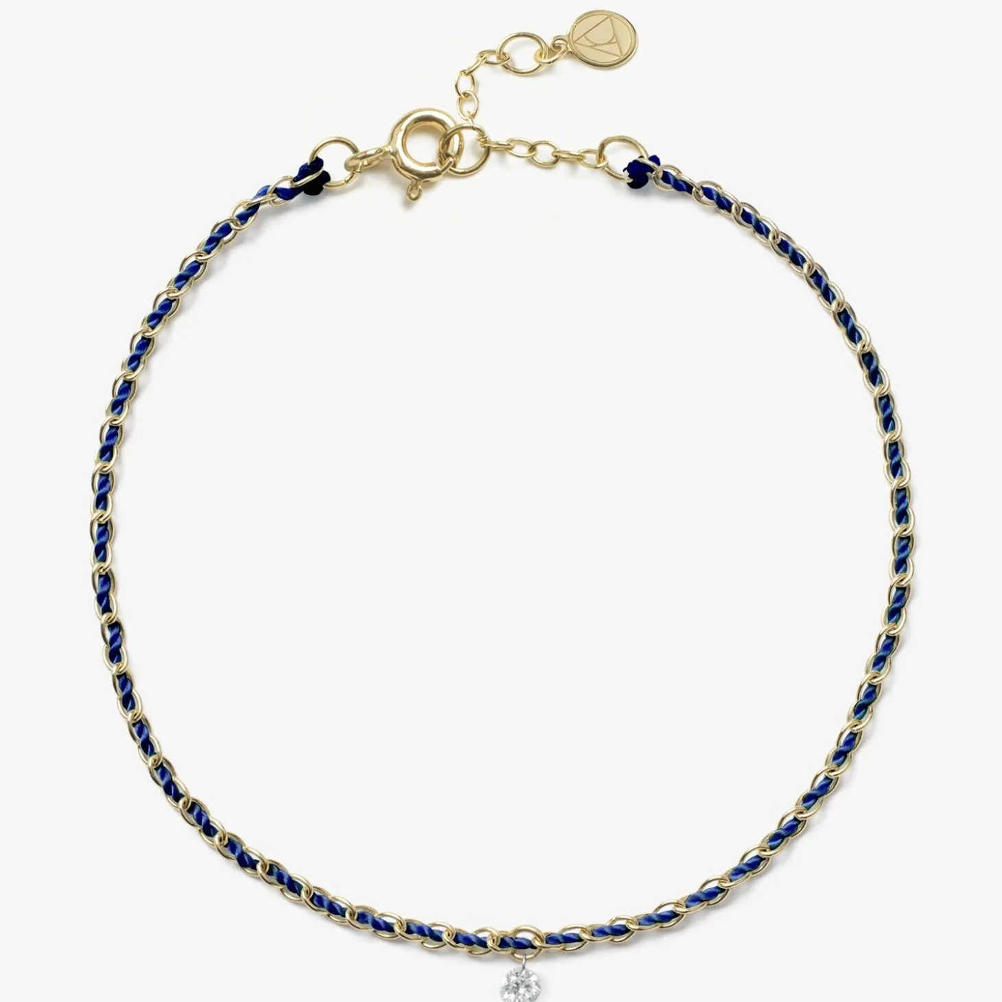 Auric - 18Ct Gold, 'Intuition' Navy Woven Chain Diamond Bracelet^The Alkemistry Flash Sale