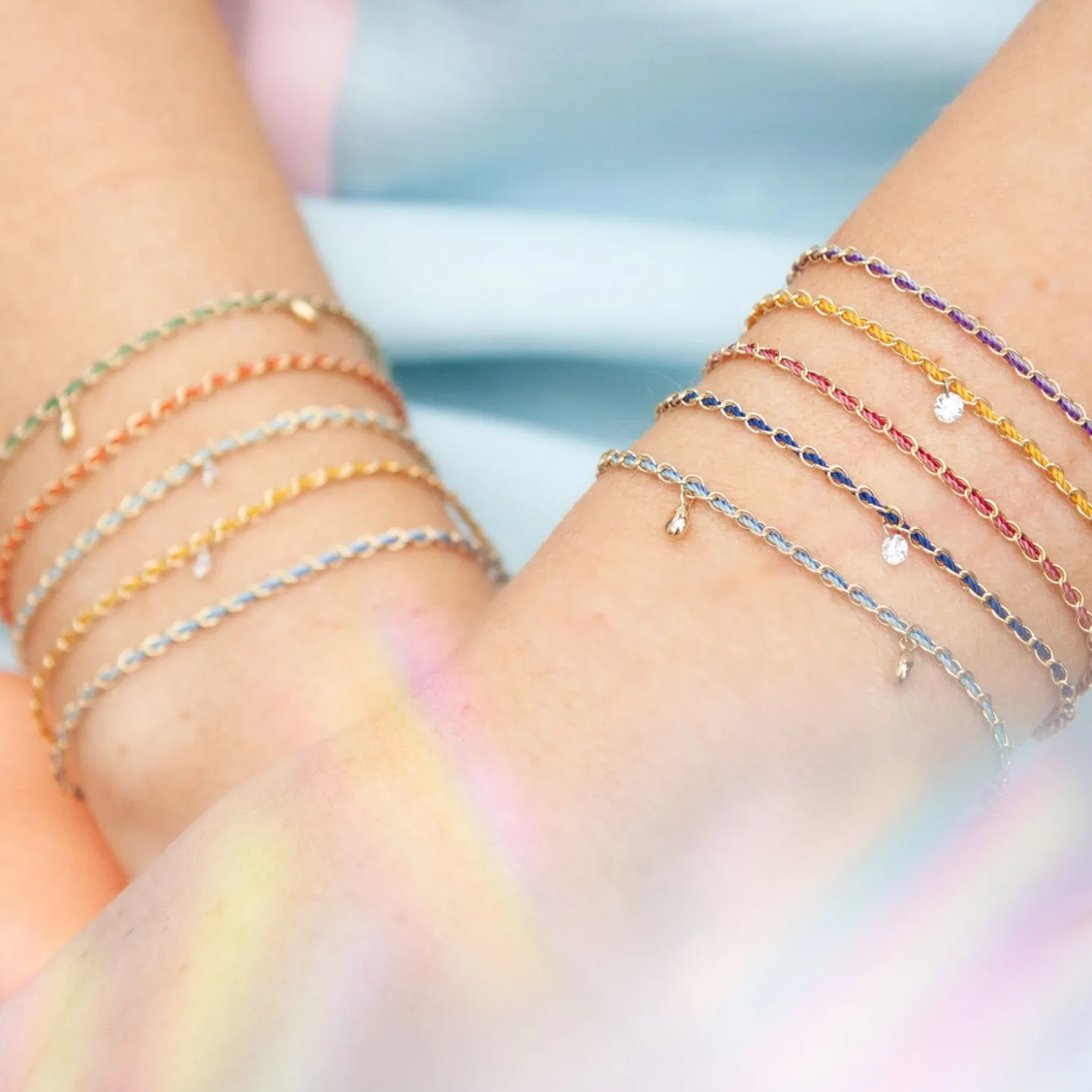 Auric - 18Ct Gold, 'Intuition' Navy Woven Chain Diamond Bracelet^The Alkemistry Flash Sale