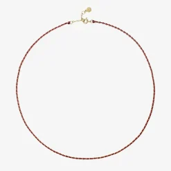 Auric - 18Ct Gold, 'Love' Pink & Garnet Woven Chain Necklace^The Alkemistry Outlet