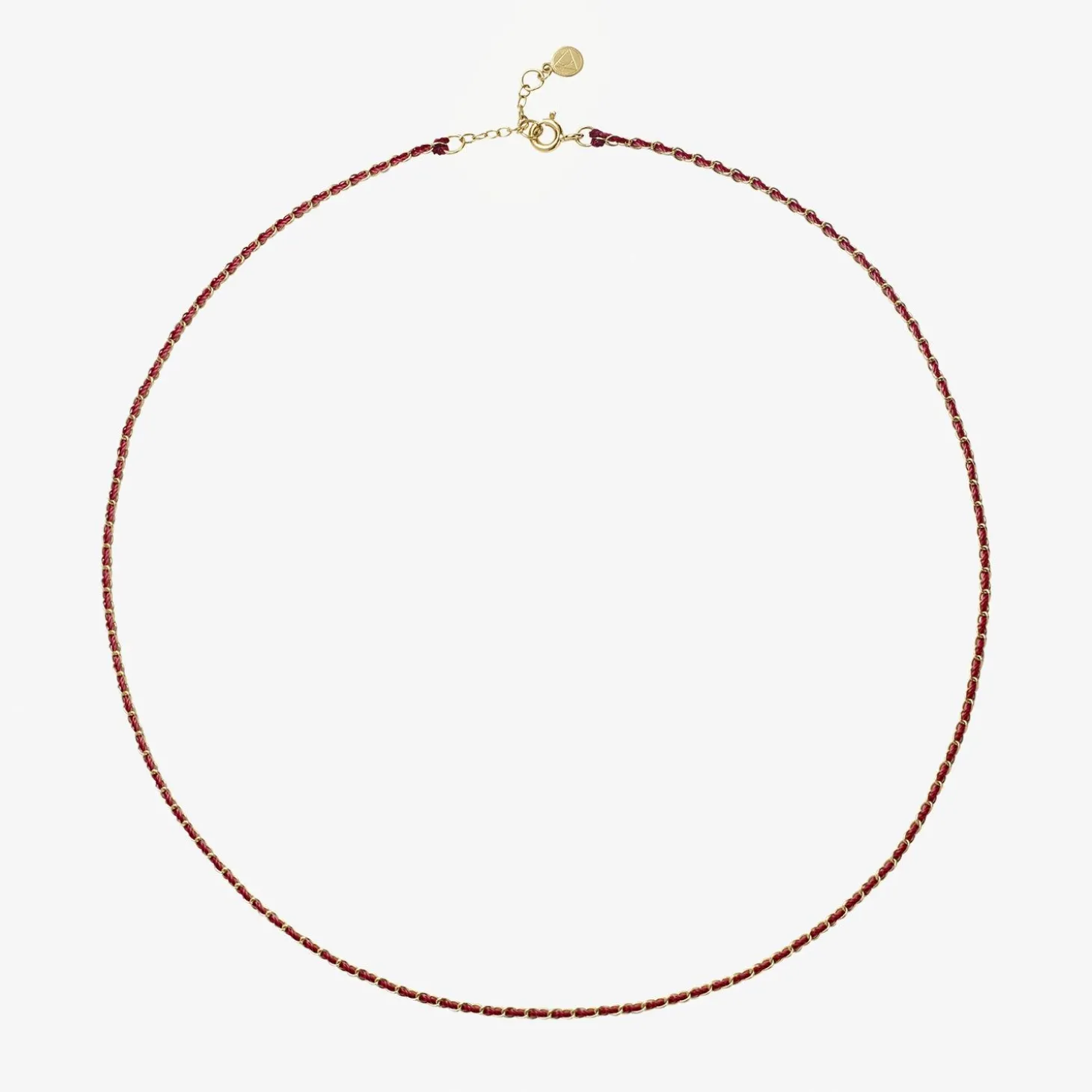 Auric - 18Ct Gold, 'Love' Pink & Garnet Woven Chain Necklace^The Alkemistry Outlet